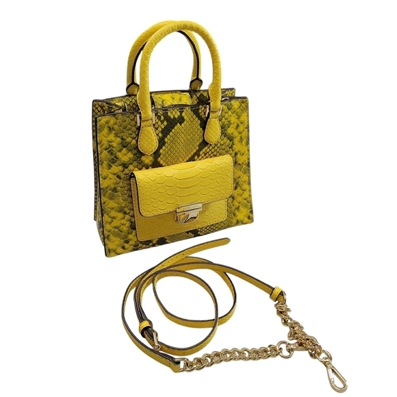 MICHAEL MICHAEL KORS EMBOSSED LEATHER BRIDGETTE NORTH SOUTHMESSENGER BAG - Picture 1 of 11